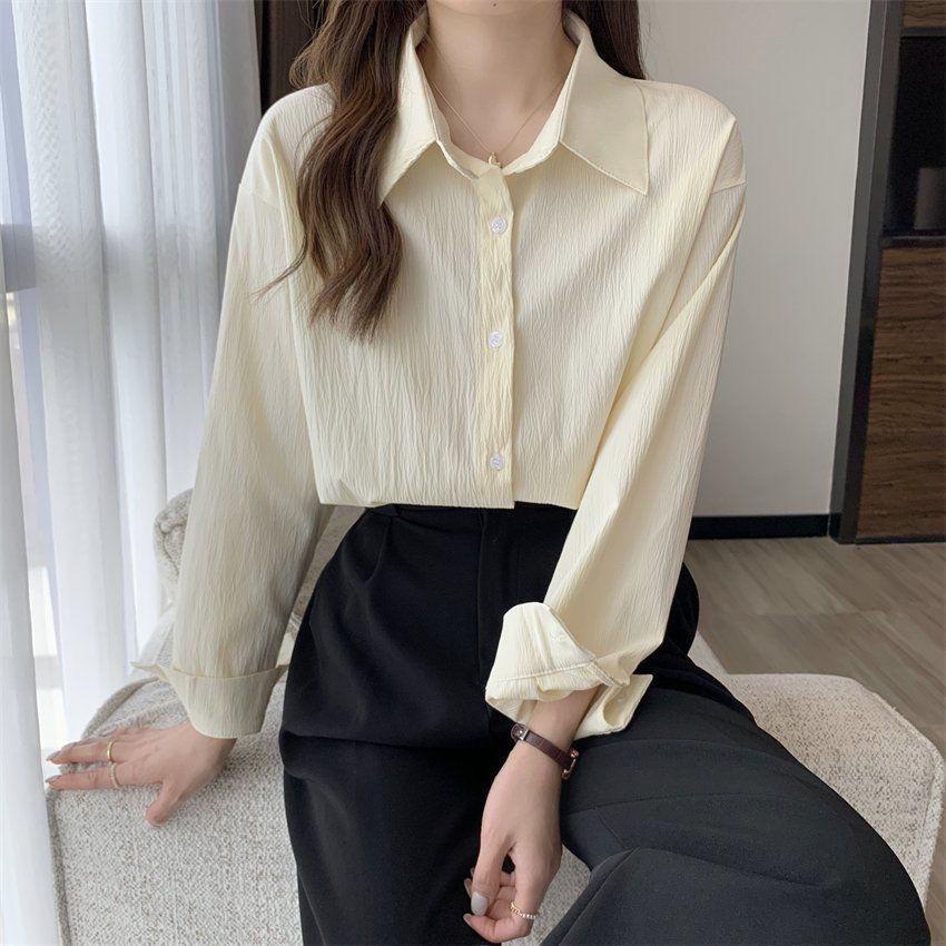 Модное пальто-рубашка во французском стиле с длинным рукавом для женщин