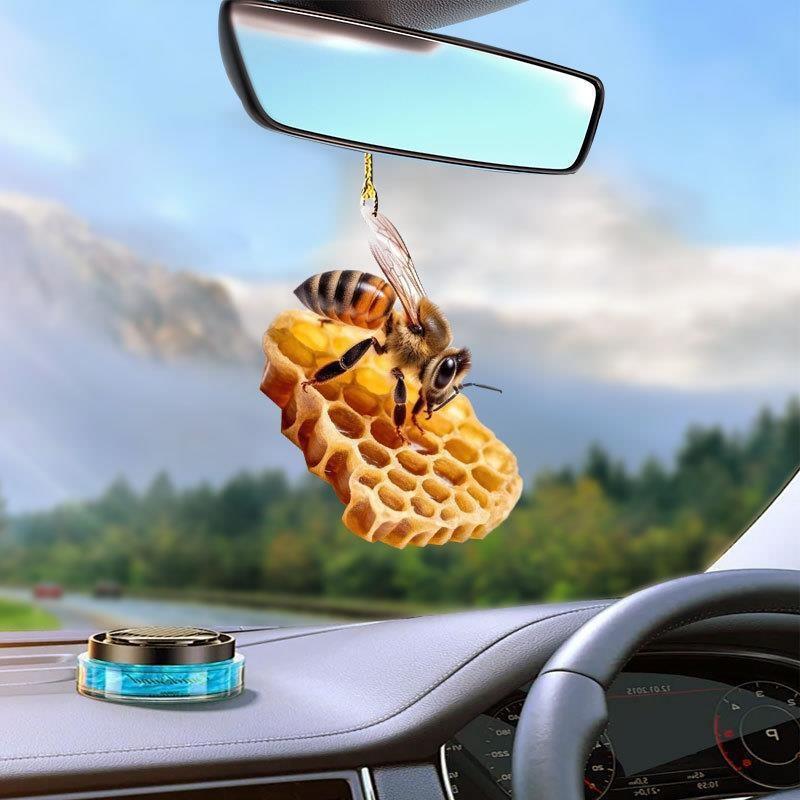 Realistic 2d Acrylic Bee Honeycomb Decoration Ideal For Car Hanging Accessories