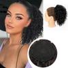 Synthetic Claw Clip In Bun Ponytail Wig Extension Loose Wavy Curly Drawstring Ponytail Wig For Elegant Women Daily Wear