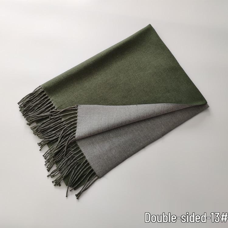 Осень/Зима 2024 Двусторонний красный шарф из имитации кашемира - Однотонный, Теплая шаль для женщин, Европейский и американский стиль.