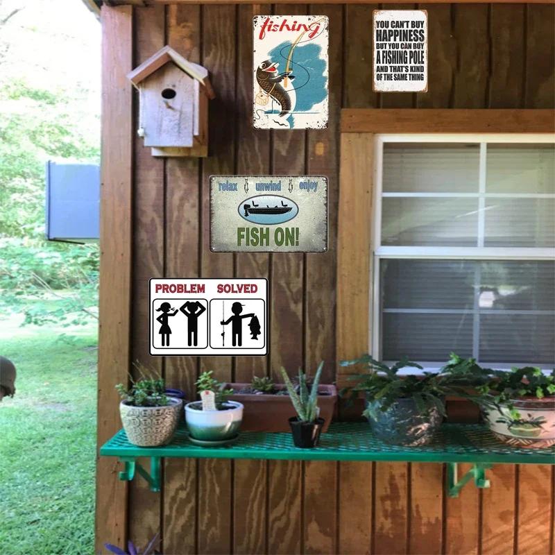 Funny Fishing Metal Tin Sign Retro Vintage Plaque Metal Poster Go Fishing Lover Gift Plate For Men Cave Fishing Home Wall Decor