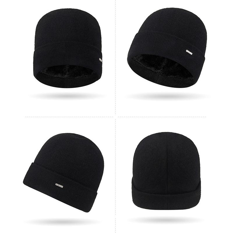 Winter Wool Plush Knitted Hat Men's Outdoor Travel Cycling Cold-Proof Ear Cover Head Wool Hat