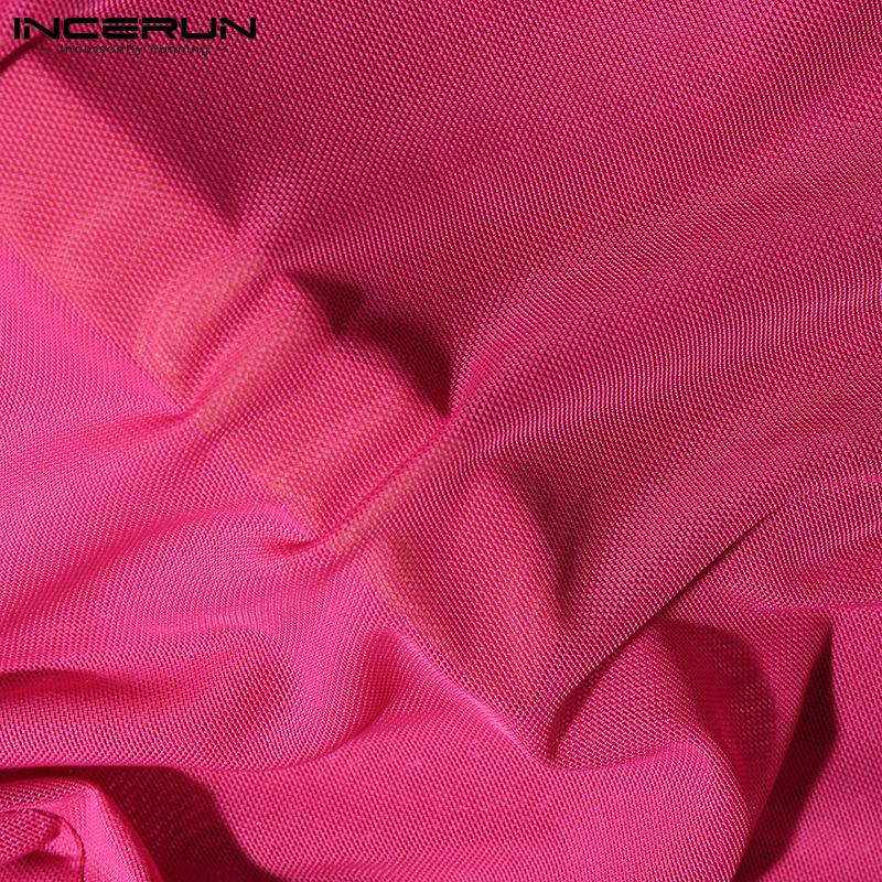 INCERUN Летний модный мужской прозрачный сетчатый сексуальный комбинезон без рукавов, однотонный тонкий домашний комбинезон, нижнее белье, комбинезон