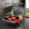 Drain Basket Portable Fruit Colander Large Capacity Food Grade BPA Free Sink Drain Basket Strainer Vegetable Washing Bowl