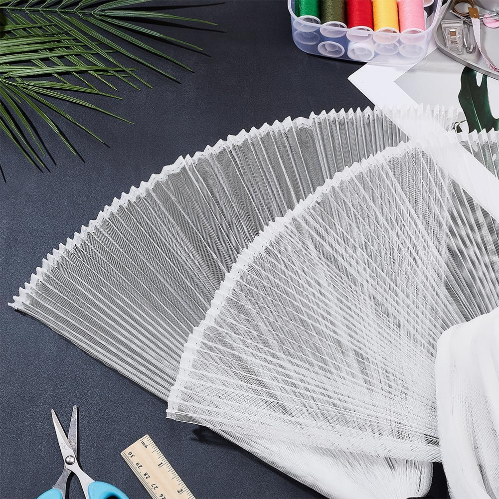 WADORN 1 ярд кружевных оборок, 57,1" шириной, плиссированная кружевная ткань, отделка, органза, шифон, тюль, кайма, органза, оборки, аппликация, отделка, шитье, рукоделие