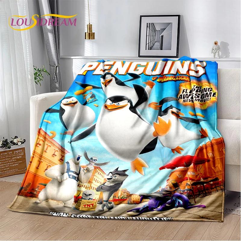 Милые пингвины из мультфильма «Мадагаскар» Плед, Мягкий плед для дома, спальни, кровати, дивана, пикника, путешествий, офиса, Покрывало, Подарок для ребенка