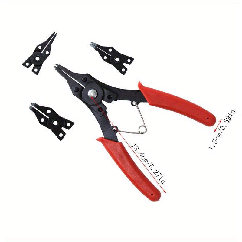 Durable Circlip Pliers Set with 4 Interchangeable Heads and Ergonomic Grip for Automotive and Mechanical Tasks