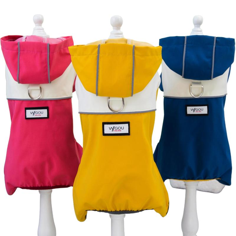 Dog Jackets Raincoats Hooded Pet Raincoat Hiking Dogs Clothes Jumpsuit Outdoor Waterproof Rain Coat For Small Medium Dogs Puppy