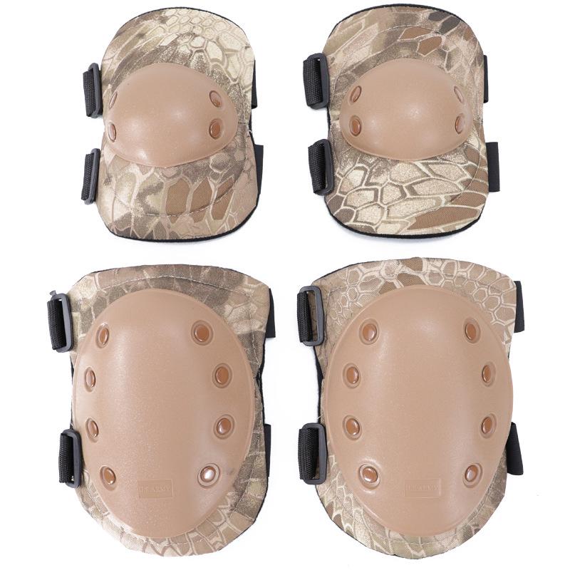 Камуфляжные тактические наколенники и комплект защитного снаряжения для велоспорта, военных и альпинизма - 4 предмета