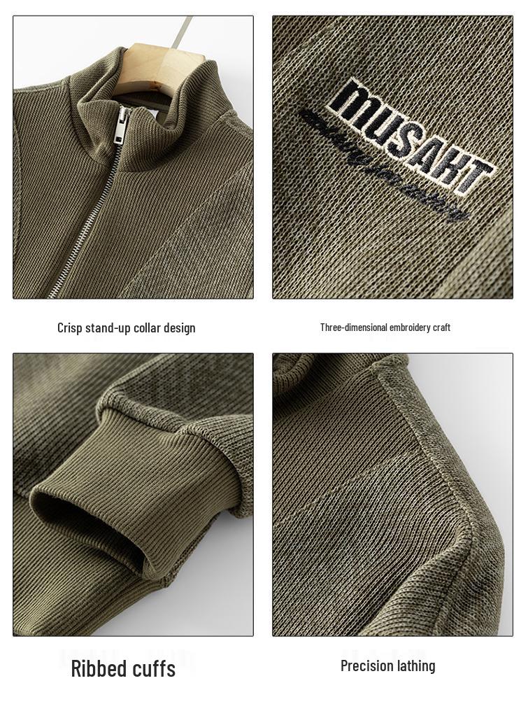 Мужская модная толстовка с полумолнией, тяжелая, Осень 2025 - Длинный рукав, Повседневный стиль