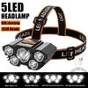 New 5 Powerful Headlamp Strong Light Headlight Built-in 18650 Battery Rechargeable Outdoor Camping Fishing Adventure Flashlight