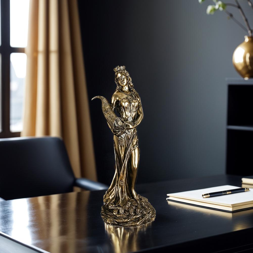 Винтажная смола Греческая богиня богатства Украшение для дома и офиса Ангельские поделки Счастливый настольный и подарки Домашняя статуэтка Декор для кассира P5D7