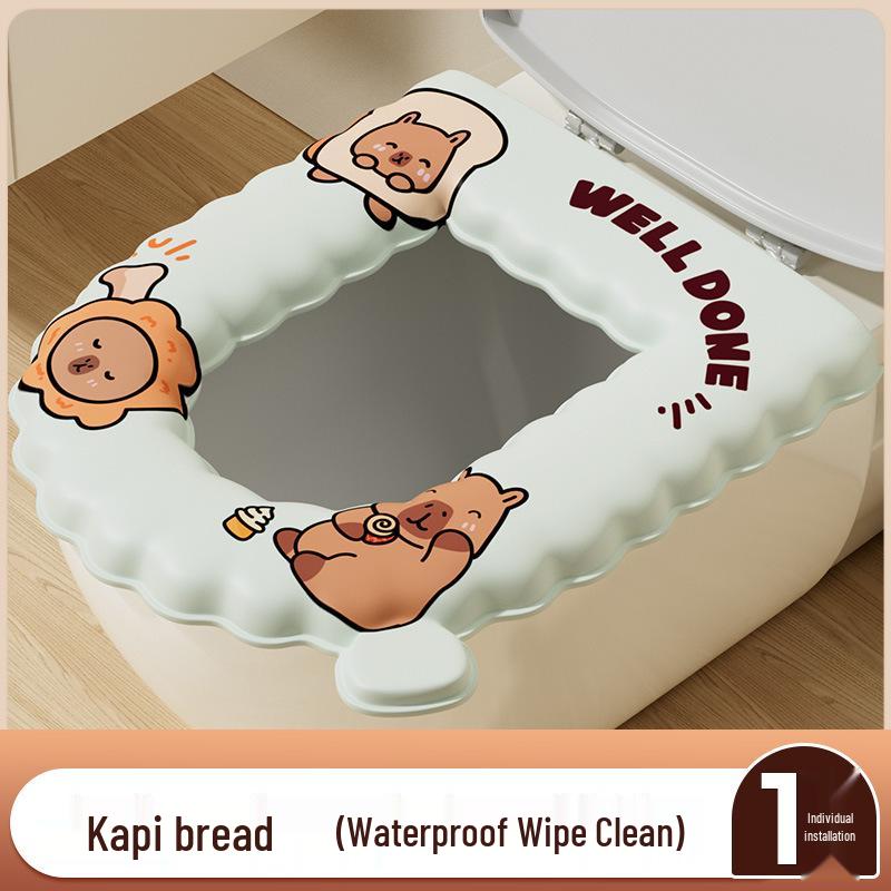 Водонепроницаемая подушка для сиденья унитаза на все сезоны с крышкой и чехлом с утолщенным узором