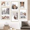 Snowboard Snowman Squirrel Deer Snow Landscape Wall Art Canvas Painting Posters And Prints Wall Pictures For Living Room Decor