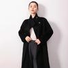 Double-Sided Cashmere Wool Coat, Women's 2024, 100% Wool, Stand Collar, Hepburn Style, Long and Loose Fit.