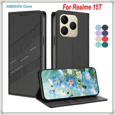 Для Realme 15T Realme15 T Роскошный кожаный чехол Ретро Кожа Кошелек Книжка Флип Магнит Автоматическое закрытие Полная защита Rea lme 15 T Чехлы для телефонов
