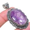 Sage Amethyst Gemstone Handmade 925 Sterling Silver Jewelry Pendant 2.17" AH-892