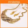 Rhinestone Decoration Fashion Feather Design Women Gold Necklace And Set Earring