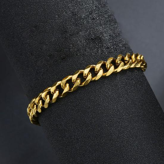 Мужской браслет-цепочка из нержавеющей стали с геометрическим кубинским звеном в стиле хип-хоп, ювелирные изделия