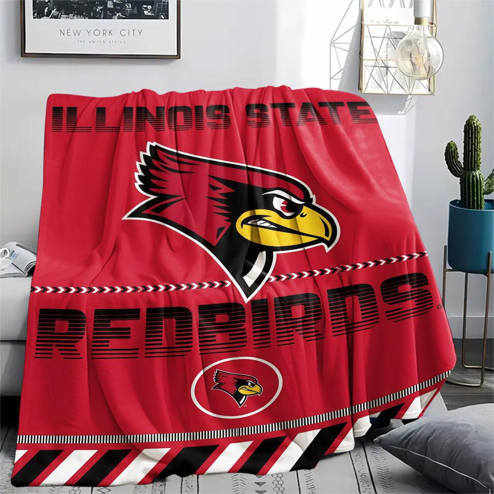 Illinois State Redbirds Print Flannel Blanket High Quality Warm Comfortable Cover for All Seasons Perfect for Gifts Home Decor