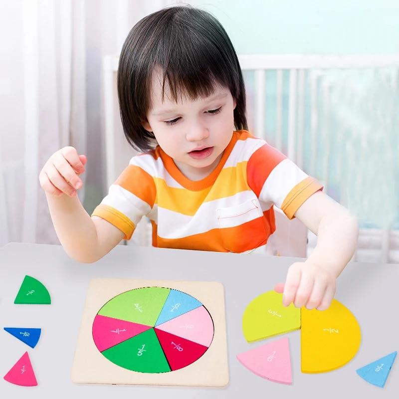 Fractions Math Teaching Tool Round Shape Instrument Kids Montessori Early Educational Math Development Toy Gifts