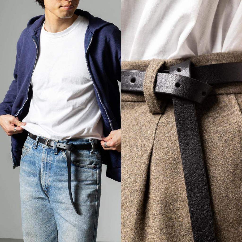 Genuine Leather Made in Slim 2cm Black [Greole] Men's Belt, Japan, Women's/Unisex, Long, Casual, Stylish,