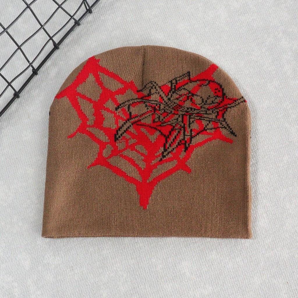 Heart Shape Spider Web Pattern Knitted Hat For Fall And Winter Season