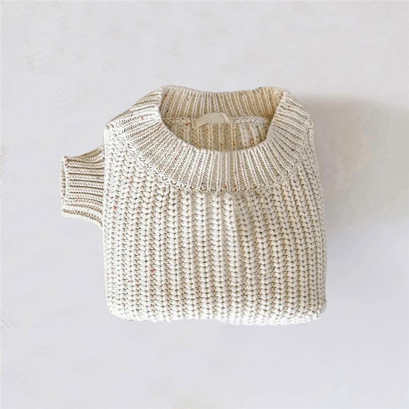 Детский свободный свитер на осень-зиму для маленьких девочек и мальчиков, вязаный пуловер с круглым вырезом, детский свитер