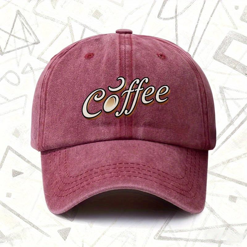 pc CoffeeThemed Vintage Washed Style Baseball Cap Compatible for Men Women Solid Coffee Bean Print AllSeason Hat Hand W