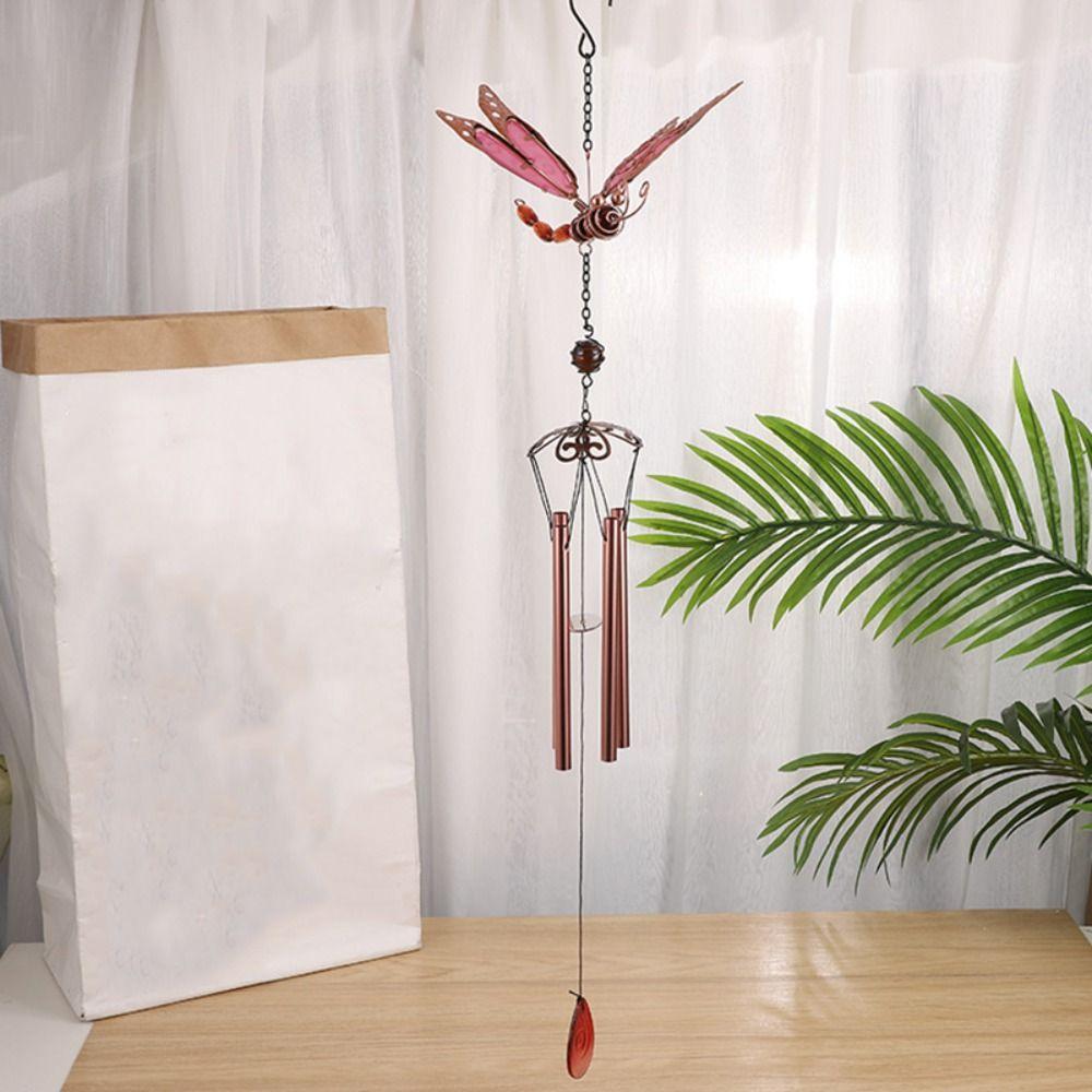Vintage Bell Pendant Fluorescent Hanging Decoration Crafts Luminous Dragonfly Wind Chime Gift