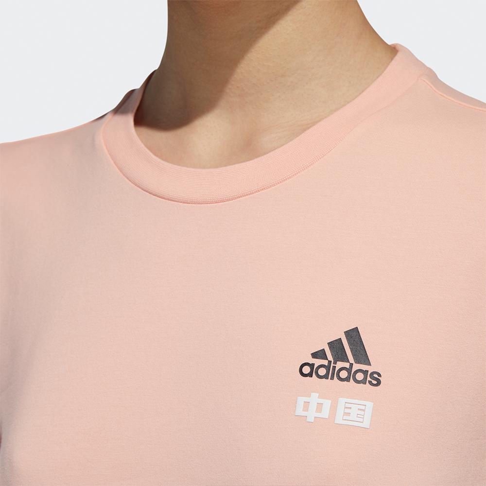 adidas Футболка China Tee W 2 Panda Print Round Neck Sports Short Sleeve T Shirt Women Tops Bright-Pink GP1851