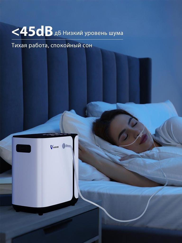 VARON Кислородный концентратор, Кислородный аппарат для дома, Портативный кислородный концентратор, 1-6 л/мин, ≤45 дБ, Бесшумный