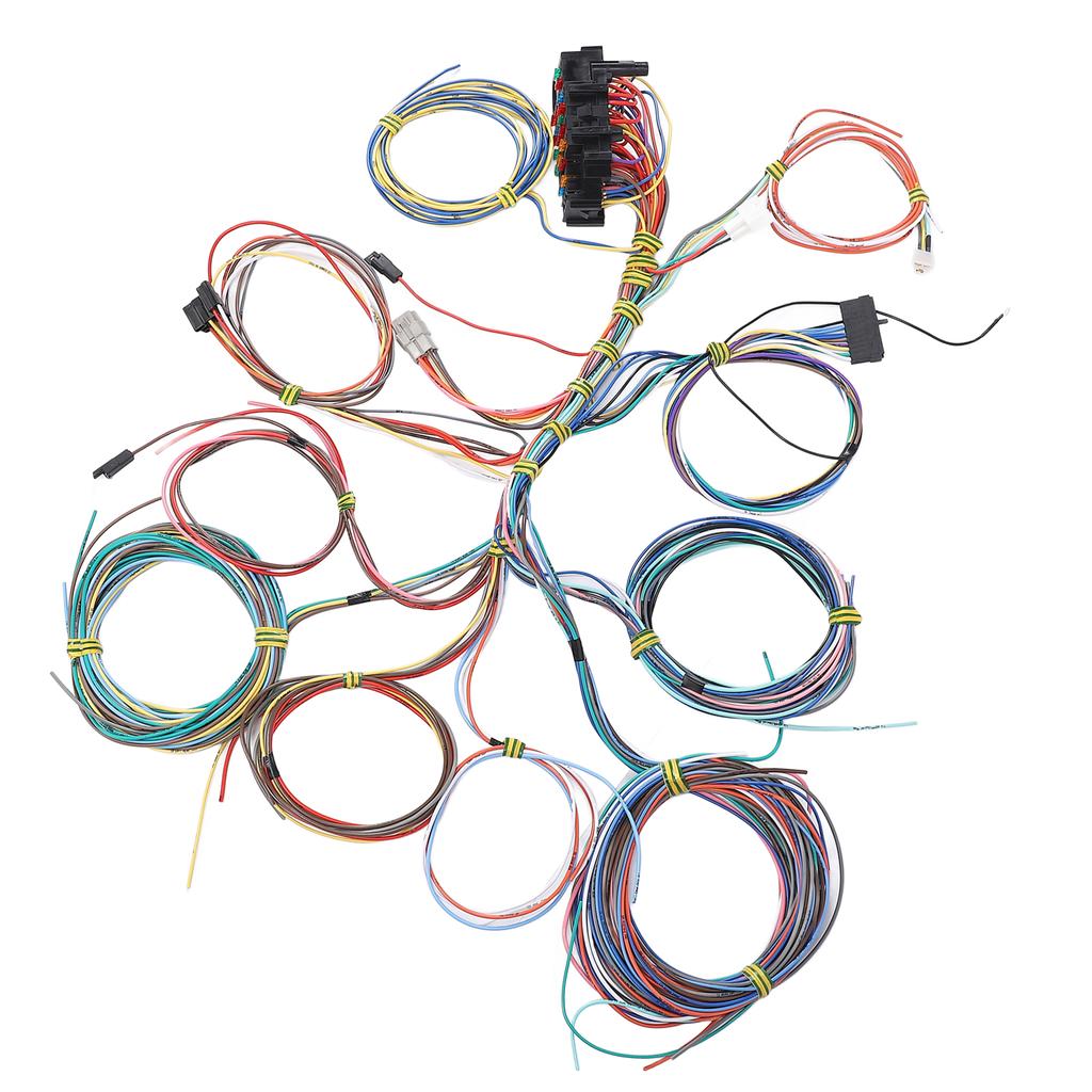 Universal 22 Circuit Wiring Harness Kit with Fuse and Installation Instructions for Any 12 Volt Vehicle