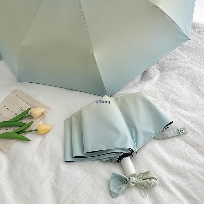 Women's Sea Salt Blue Gradient Automatic Sun & Rain Umbrella with Anti-UV Protection