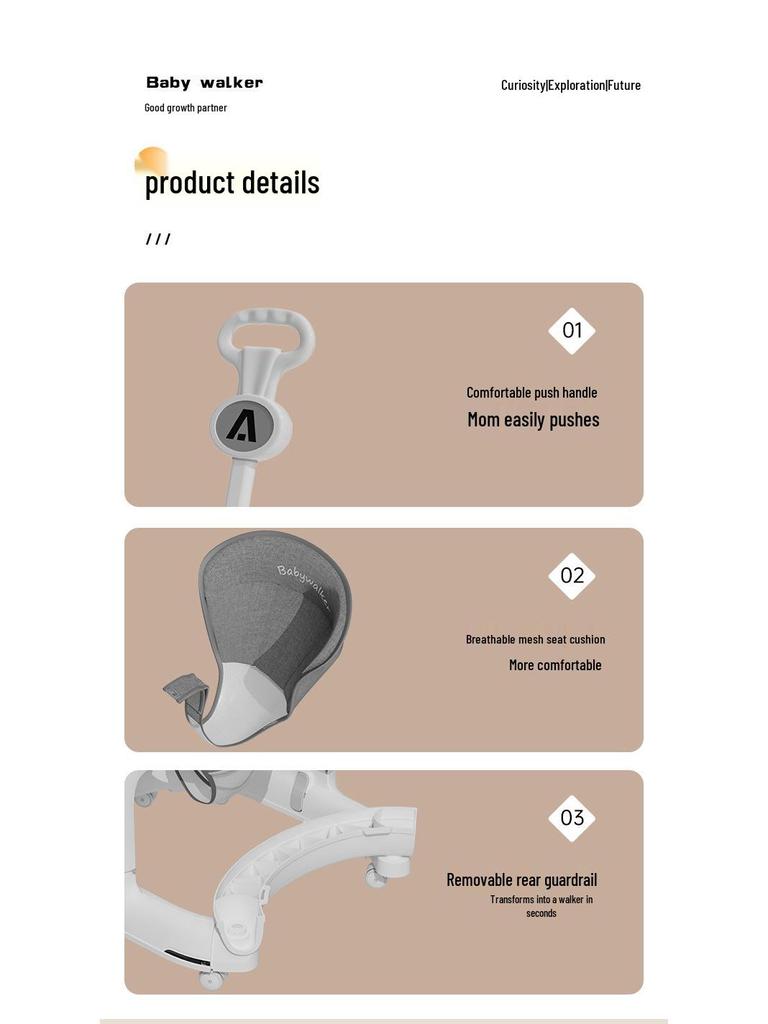 Многофункциональные детские ходунки: Защита от опрокидывания, Предотвращение О-образных ног, Обучение с помощью толкания для мальчиков и девочек