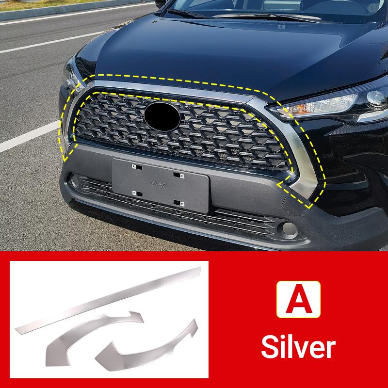 Для Toyota Corolla Cross XG10 2021 2022 2023 гибридный автомобиль из нержавеющей стали передний бампер центральная решетка декор рамка крышка логотип отделка наклейки