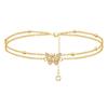 Heart-shaped Summer Butterfly Anklet Double Layer Layered Foot Ankle Bracelet Personalities   Beach