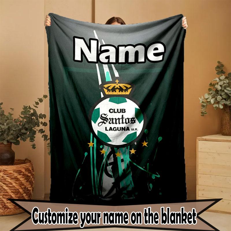Custom Name Personalized Club Santos Laguna Print Blanket, Home Decor, Bedroom, Sofa, Camping, Couch, Gifts for Birthday Christmas