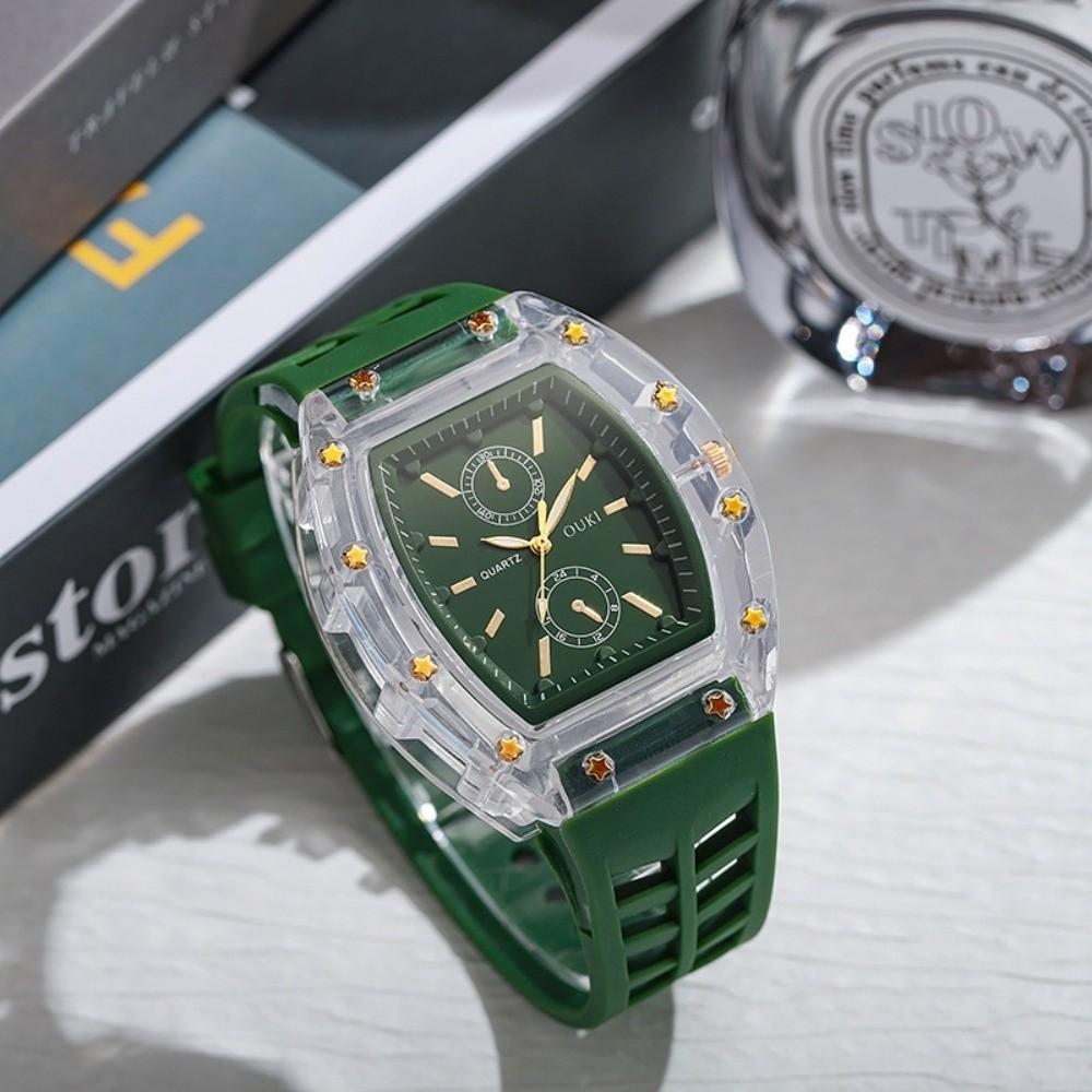 Silicone Strap Quartz Wristwatch Transparent Case Casual Daily Watch Women Quartz Watch Gift