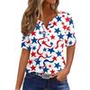 Women's T Shirt Independence Day Print Button Short Sleeve Daily Weekend Fashion Basic V- Neck Regular Top
