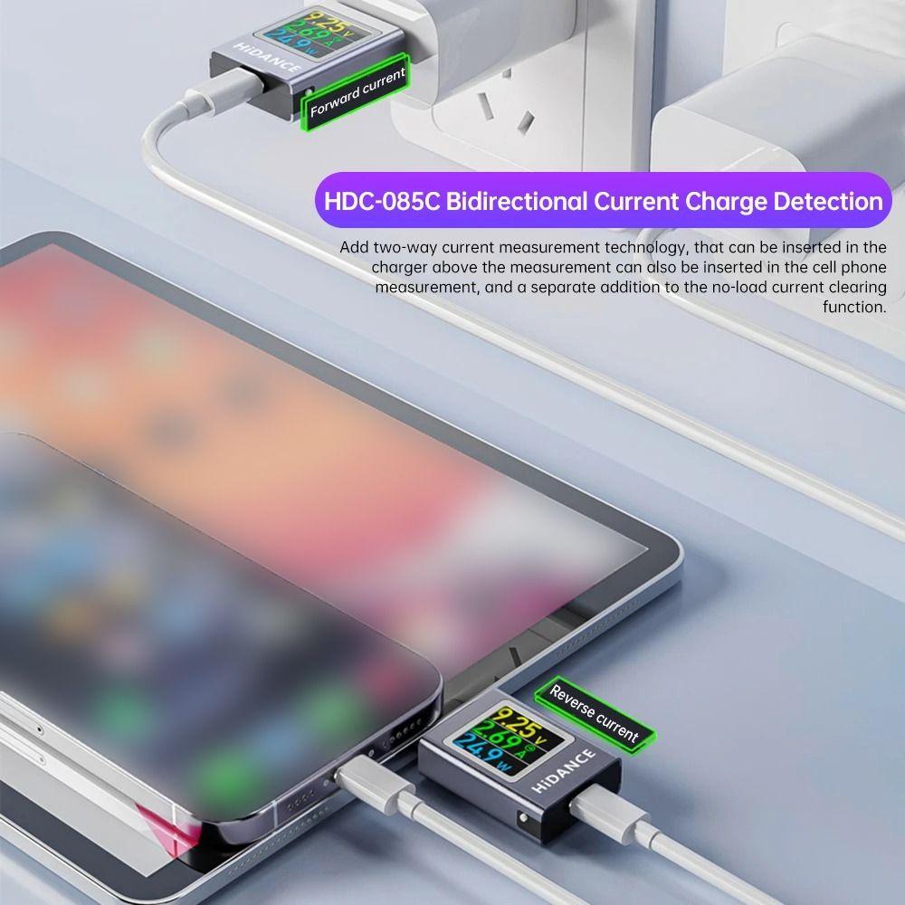 DC 4.5-50V 0-12A 600W USB Type-C Tester LED Color Display USB Amperemeter For 3C Products