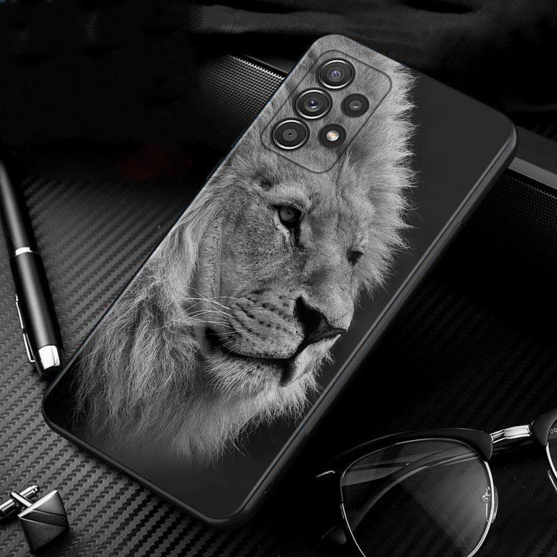 Чехол со львом для Samsung Galaxy A51 A71 A41 A31 A11 A01 A72 A52 A42 A32 A22 A21s A02s A12 A02, черный силиконовый чехол для телефона