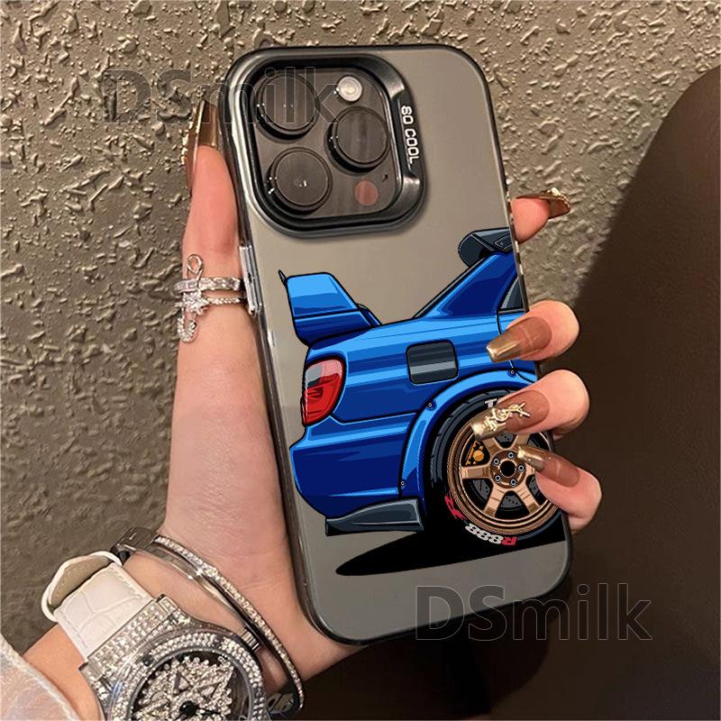 Мягкий чехол для iPhone с мультяшным автомобилем для 11/12/13/14/15/16 Pro и 11/12/13/14/15/16 Plus с лазерным дизайном