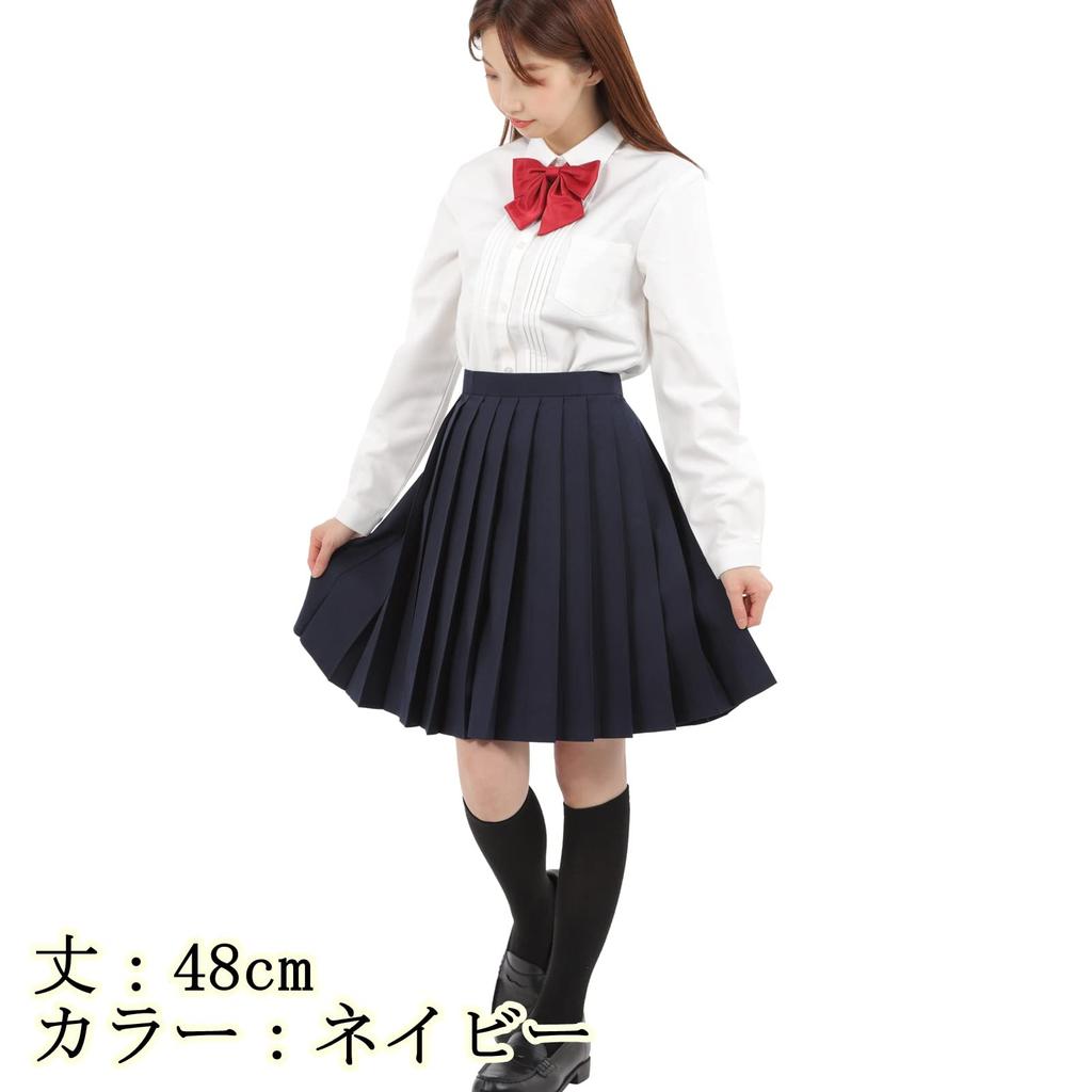 Школьница Плиссированная Машина Школьницы e210 Темно-синяя [Eiza] Юбка, Плиссированная, Униформа, Юбка, Однотонная, Складки, (XL, 48см)