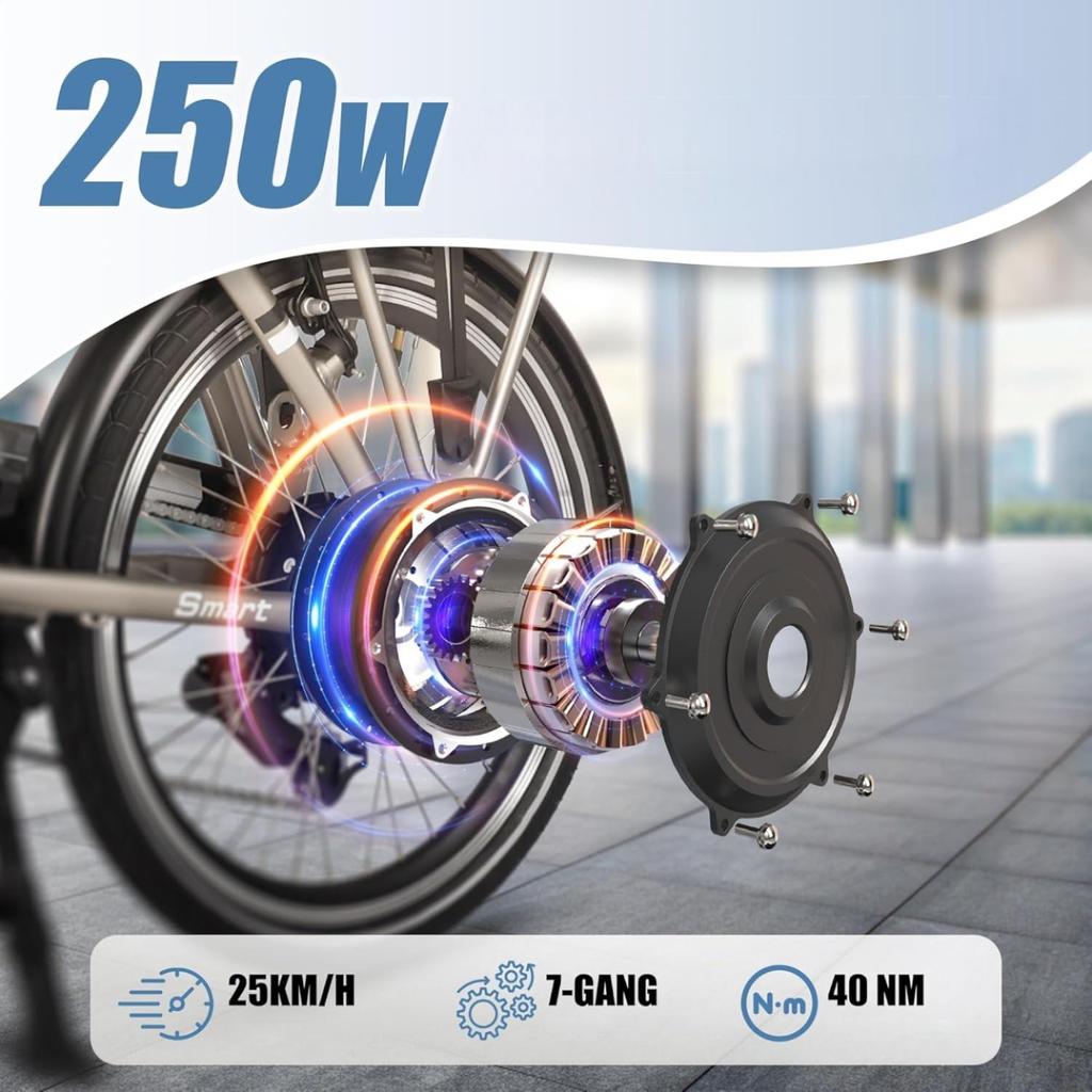 Foldable Electric Bike Spatial SPA2002 250W Motor 36V10.4Ah Battery 25km/h Max Speed 50km Max Range Shimano 7 Speed