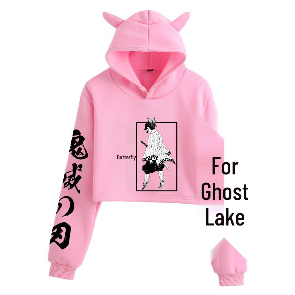 Demon Slayer Japanese Anime Cat-Themed Women's Two-Piece Crop Top & Shorts Set