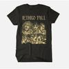 Винтажная мужская футболка с графикой тура группы Jethro Tull Черная футболка с винтажной музыкальной графикой Обычный крой Круглый вырез Машинная
