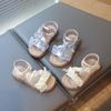 Girls Beach Shoes Open Toes Breathable Kids Sandals Non-slip Hook&loop 2025 Summer New Children Princess Shoes Lace Bows Sweet
