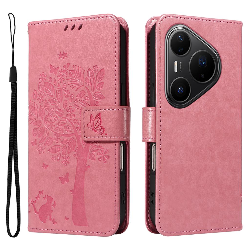 For Huawei Pura 80 Pro+/Huawei Pura 80 Pro Phone Case with Stand Cat Tree Pattern Leather Wallet Mobile Cover