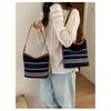 Shoulder Bag Women CanvasStriped Design Adjustable Strap Daily Commute